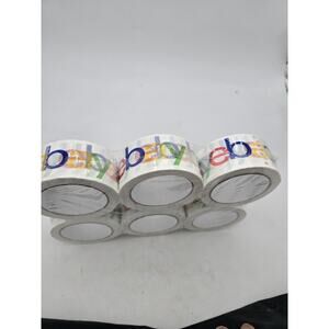 6 Rolls Official eBay Branded Logo BOPP Shipping Tape White New Sealed
